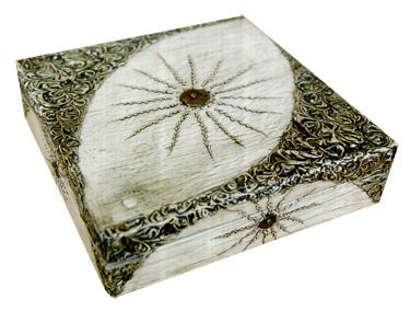 Krabička Sun, 17x5x17cm,  černo-bílá, exotické dřevo
