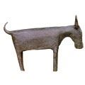 Primitive bull statue, dark bronze