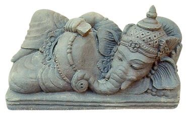 Lying ganesha, 40x18x23, brown, crushed stone and cement