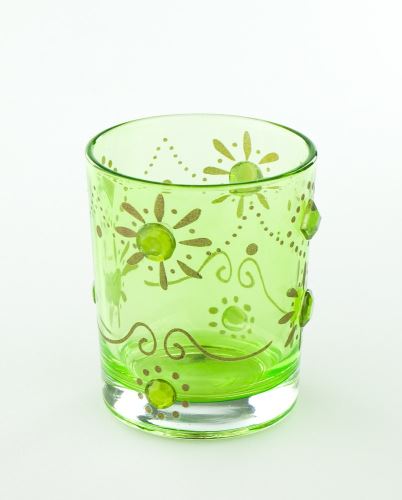 Skleněný svícen zelený,  sklo