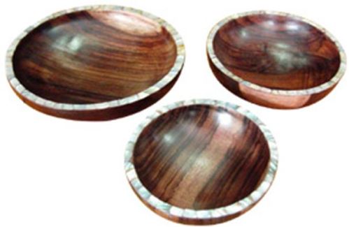 Miska ze dřeva a perleti,  hnědo-bílá 16x16x3 cm, dřevo - perleť