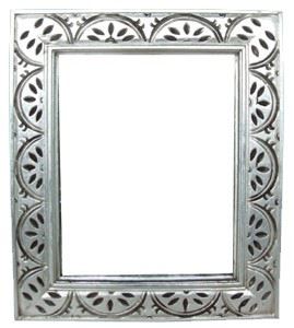 Mirror in wooden frame, 51x3x60, white, exotic wood