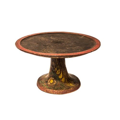Wooden tray on pedestal red, 41x41x22cm