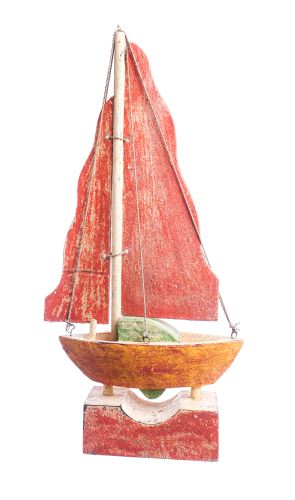 Little red sailboat, wood