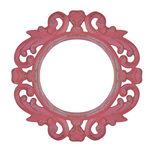 Dřevěné růžové zrcadlo vyřezávané, 30x1x30cm, dřevo