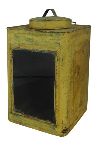 Kovový box na sušenky (na svíčku), antik,  žlutý-kov, 22x40x22cm