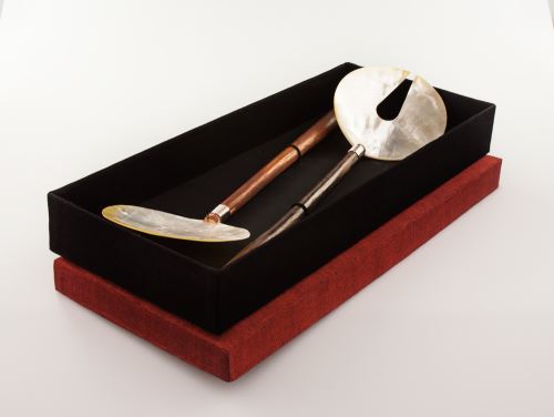 Salad spoons in a gift box, pearl