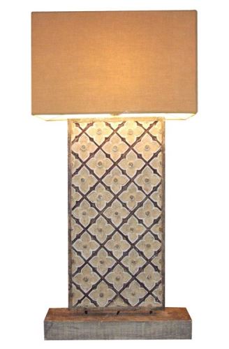 Vyřezávaná lampa vysoká,  40x20x80 cm, béžovo-hnědá, exotické dřevo