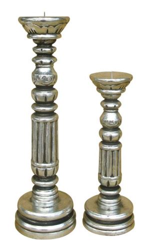 Gold candlestick, 9x9x30cm, exotic wood