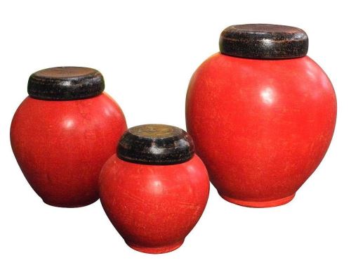 Terracotta jar with cover, red, 18x18x20cm