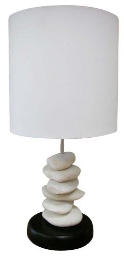 Lampa oblázková bílá, 30x30x55 cm,  kámen -  plátno