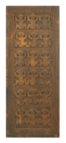 Dřevěný panel, primitivní řezba, antik, 37x2x103cm, přírodní dřevo