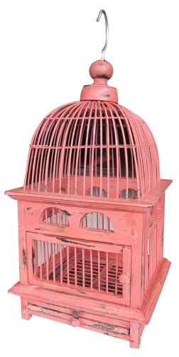 Bird Cage-pink 20x20x42, exotic wood