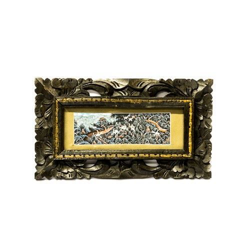 Hand painting in frame, 35x2,5x20cm, brown exotic wood