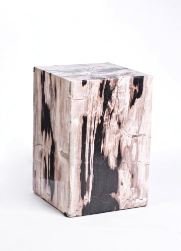 Pedestal of fossile wood, 30x28x45cm,  black- white, petrified wood