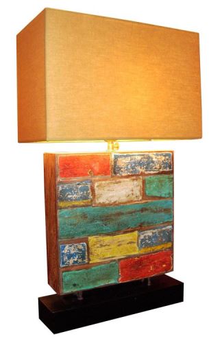 Lamp with pedestal of boat wood, 40x20x64cm