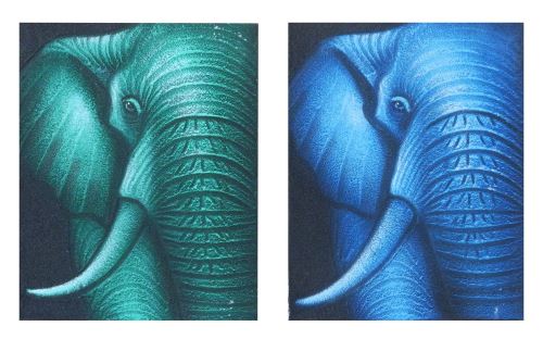 Image of an elephant, blue, 20x2x25 cm, canvas