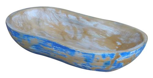 Dřevěná miska bělená, 36x19x7cm,  modro-béžová,  exotické dřevo