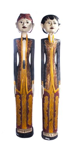 Standing couple Loro Blonyo, multicolour wood