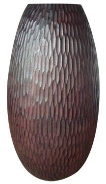Vyřezávaná váza dřevěná, 22x22x46cm,  hnědá,  exotické dřevo