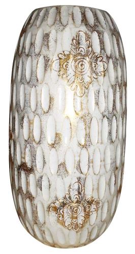 Vyřezávaná váza zlacená,  zlato-bílá 19x19x30cm,  exotické dřevo