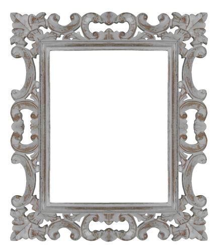 Wooden carved mirror, white, 50x2x60, wood