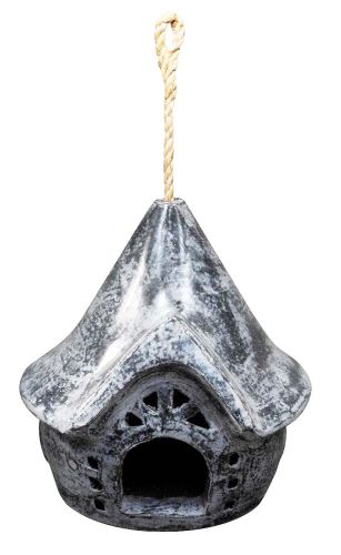 Terakotová závěsná lampa, 22x23x22 cm, šedo-bílá