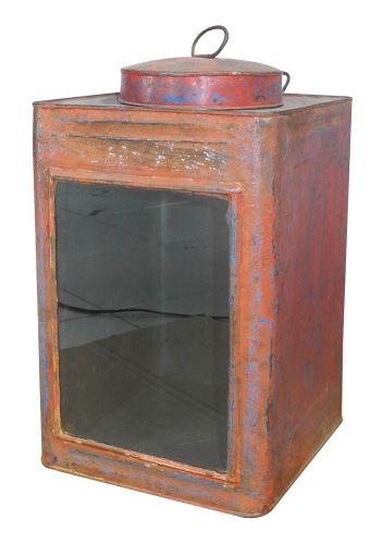 Kovový box na sušenky (na svíčku), antik, více variant, červená, Kov