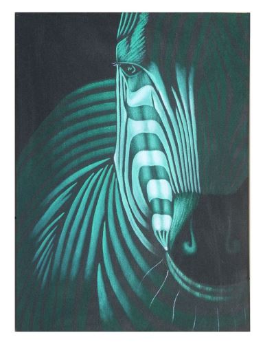 Image of zebra, green, 70x4x90cm, canvas