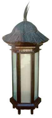 Zahradní lampa z exotického dřeva, 46x46x100cm Černá Dřevo