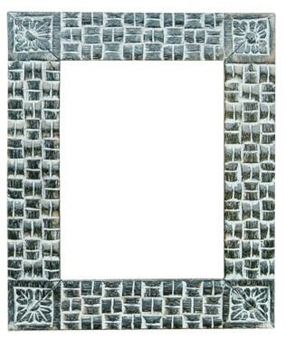 Mirror in wooden frame,32x2x42, white brown, exotic wood
