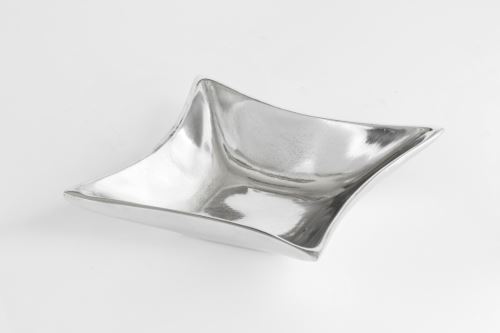 Čtverhranná kovová miska stříbrná, 10x10cm