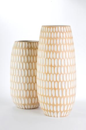 Dřevěná váza bílá 21x40cm, exotické dřevo