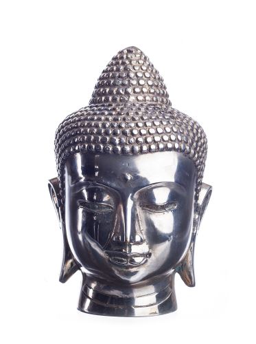 Head of buddha, silver alloy