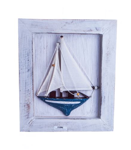 3D illustration of sailboat, white wood